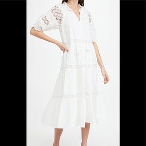 BNWT En Saison White Embroidered MIDI dress Xl